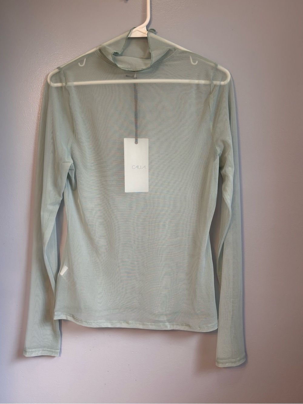 CALIA Draped Funnel Long Sleeve Mesh Top. Sz M. NWT - Picture 4 of 7